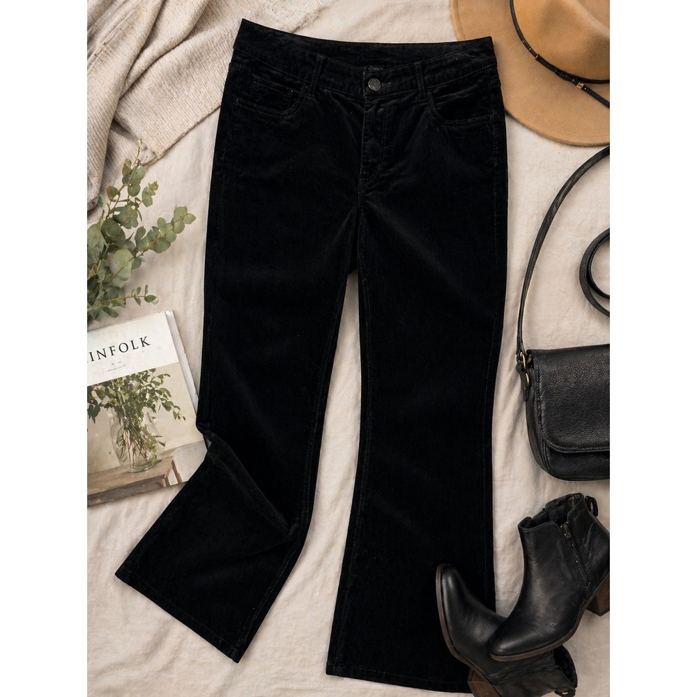 Ann Taylor Loft Womens Black Corduroy Curvy Bootcut Pants Size 10 NWT